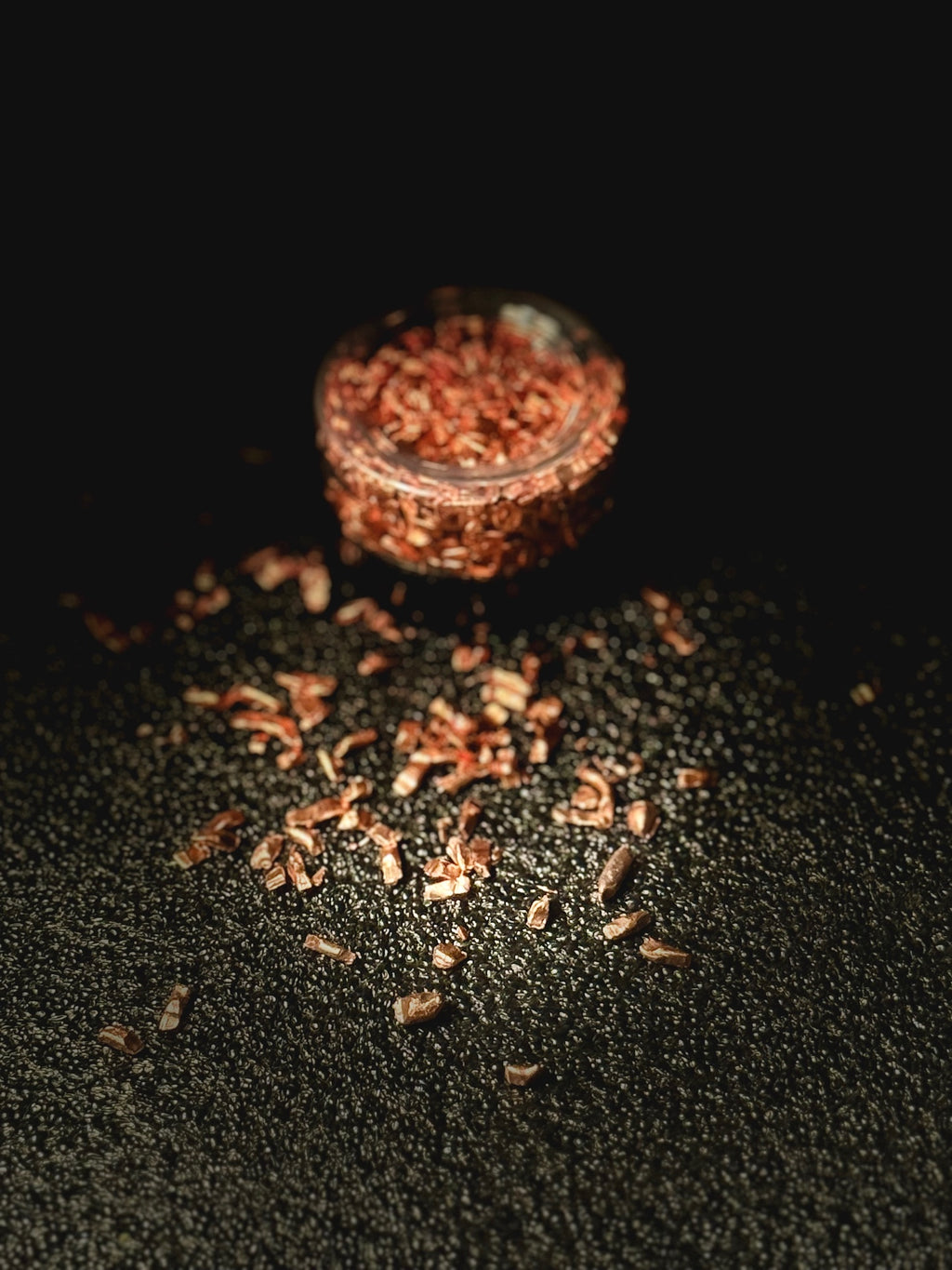 Pure copper grain in container