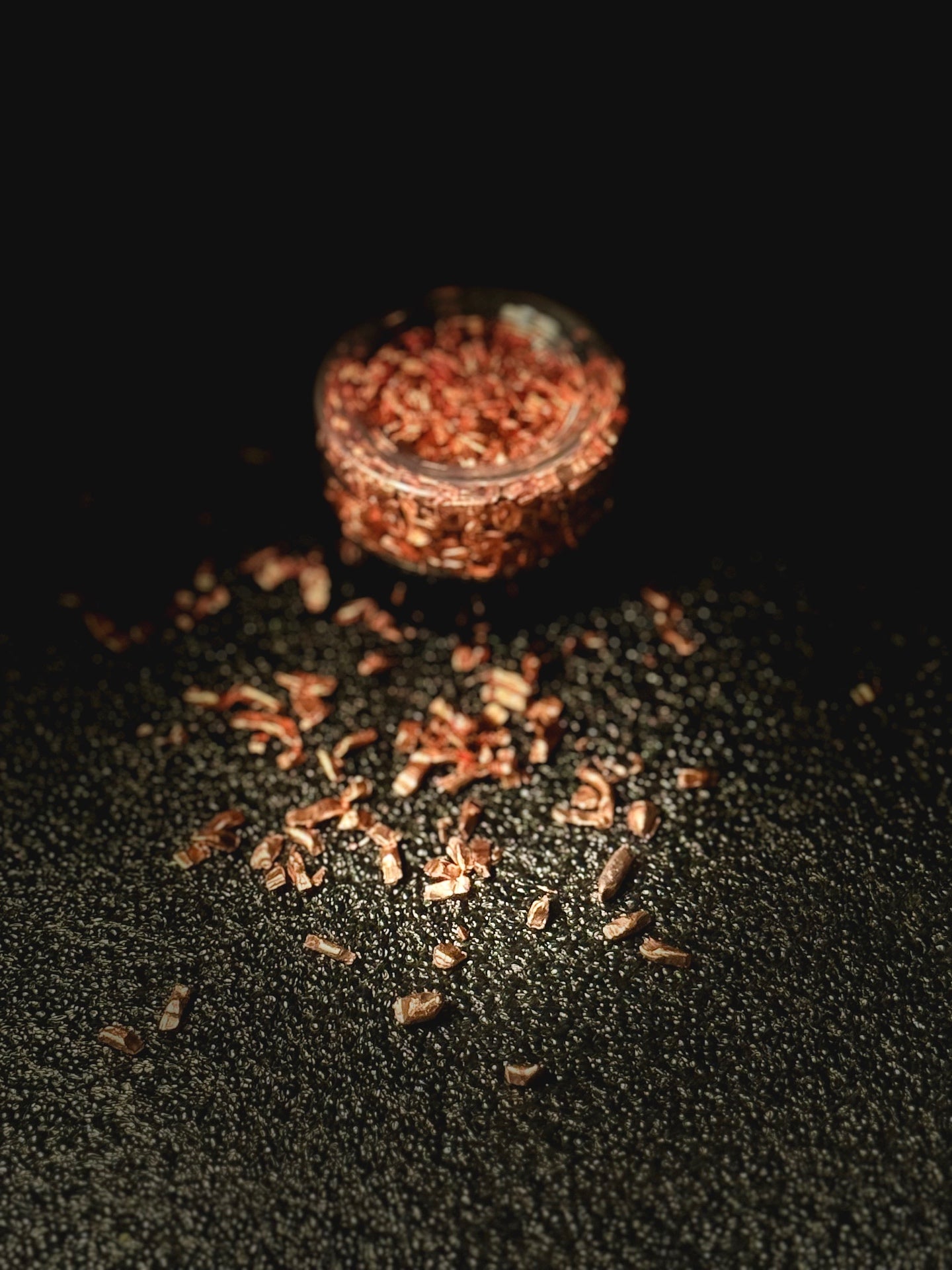 Pure copper grain in container